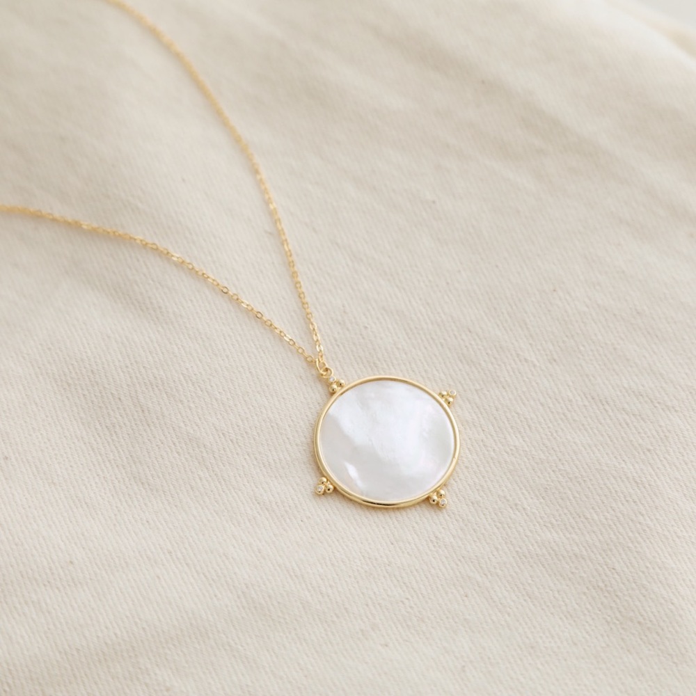Mother of Pearl Necklace | 14k Gold Plated - Picture 2 of 8